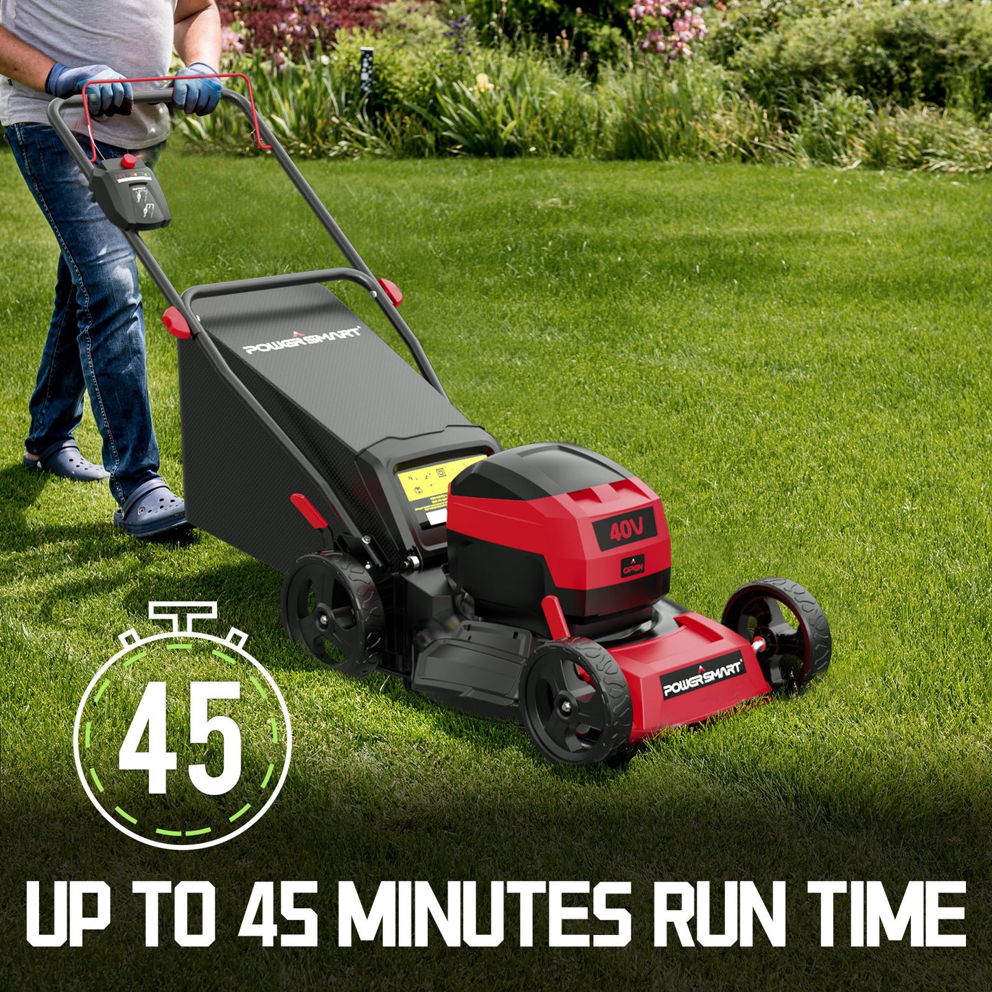PowerSmart 40V 17 inch Cordless Brushless Electric Push Lawn Mower W 4.0Ah Battery and Charger DB2317