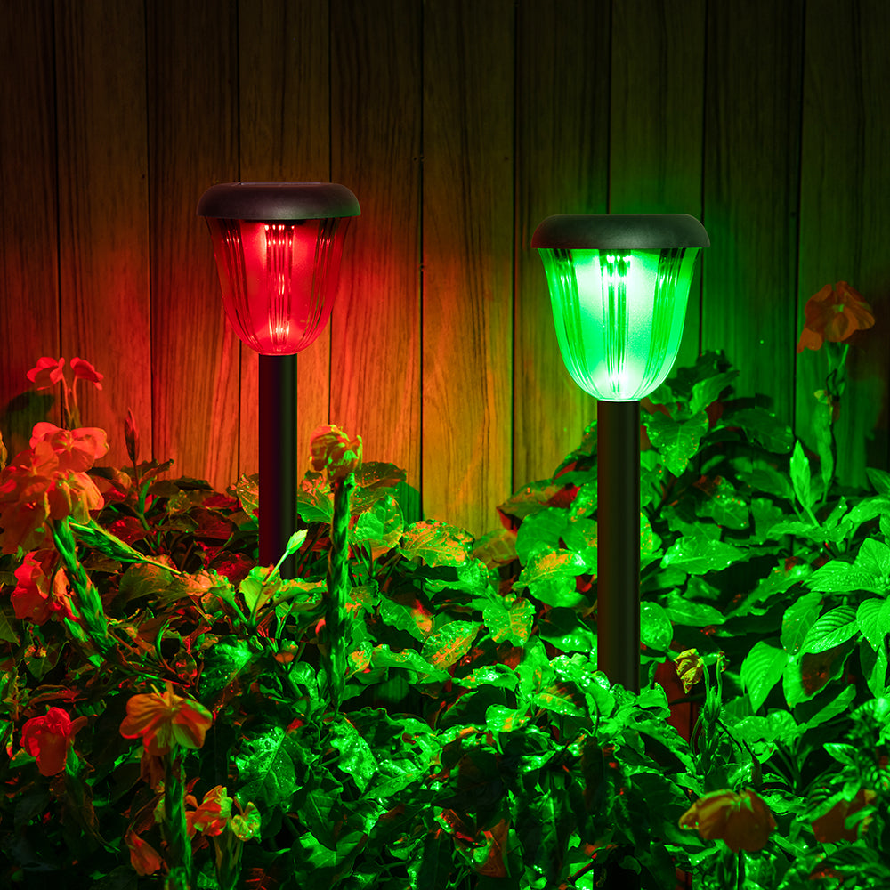 مصباح توليب بالطاقة الشمسية، مصباح حديقة خارجي، ديكور للفناء، حديقة LED، ضوء أرضي للمناظر الطبيعية 2 قطعة
