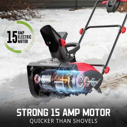 PowerSmart 18-Inch Corded Snow Blower, Electric Snowthrower with 15-Amp Motor
