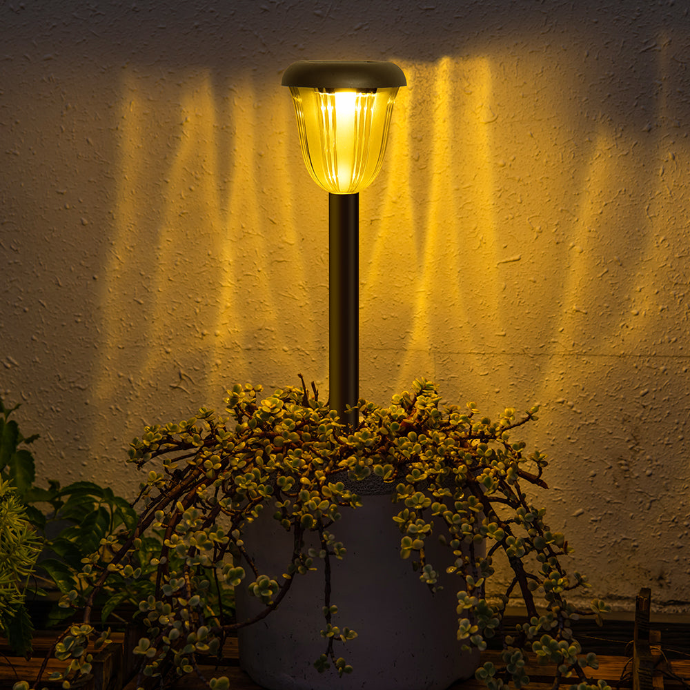 مصباح توليب بالطاقة الشمسية، مصباح حديقة خارجي، ديكور للفناء، حديقة LED، ضوء أرضي للمناظر الطبيعية 2 قطعة