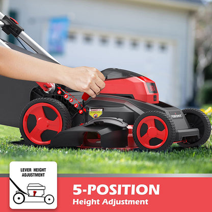 PowerSmart 26-Inch Self-Propelled Lawn Mower, 80V Lithium-Ion Dual-Force Cutting Cordless Lawn Mower with 6.0Ah Battery & Charger PS76826SRB