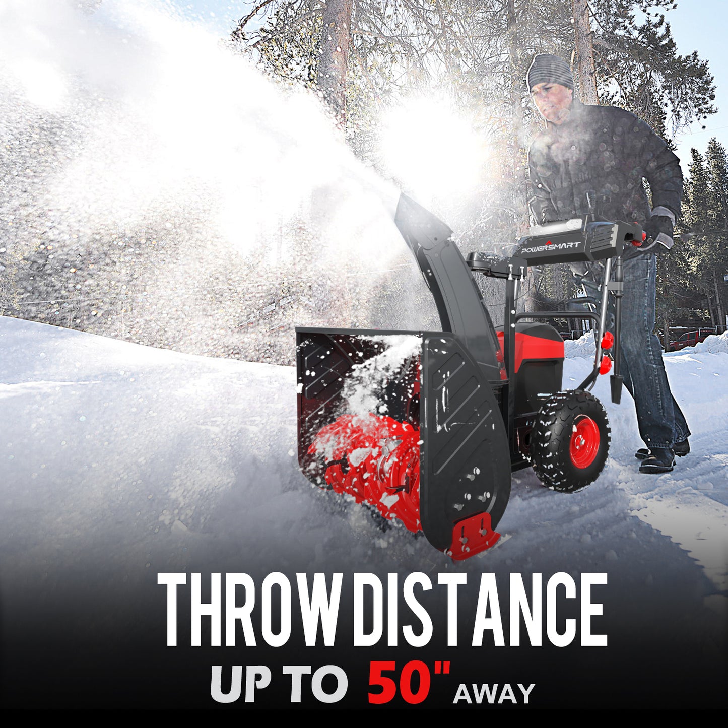 PowerSmart 24-inch 2-Stage 80V Cordless Snow Blower,Battery and Charger Included