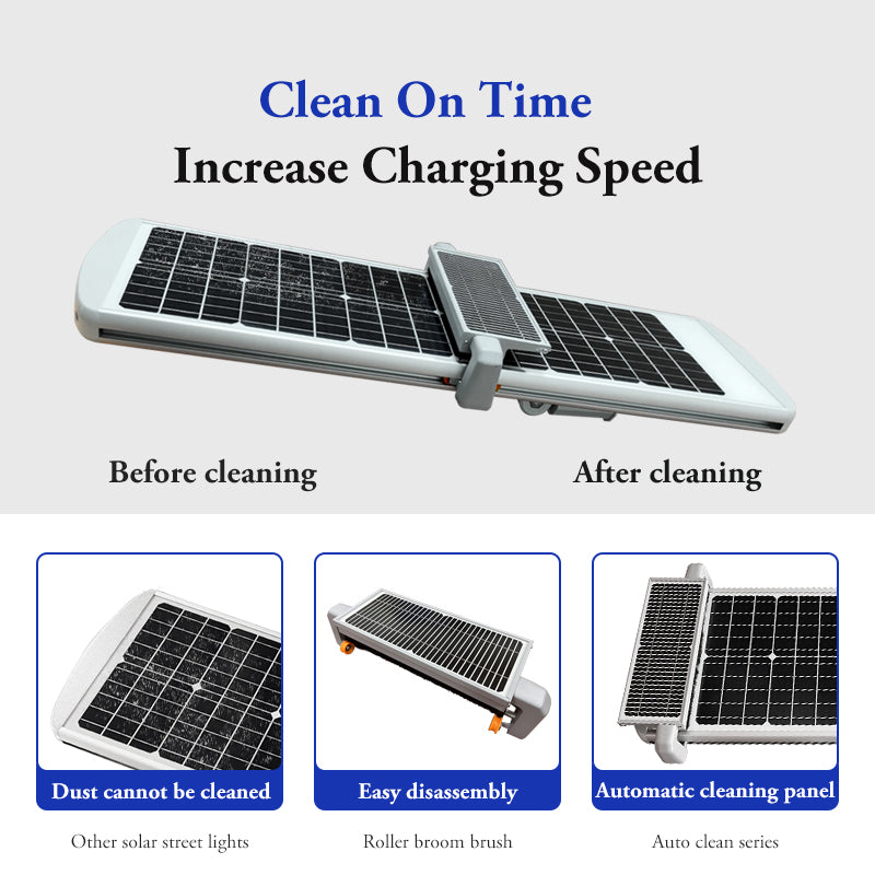 Auto cleaning Solar Street Light With self clean System Robotic Cleaning All In One Solar Street