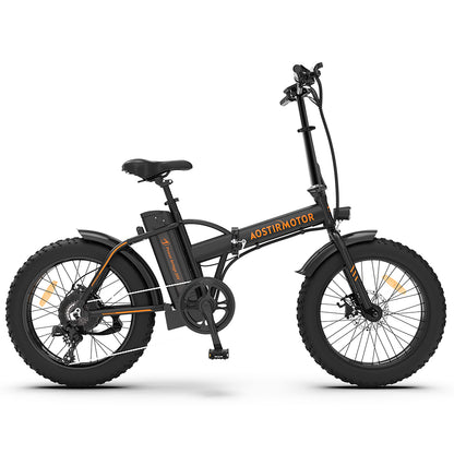 500W Foldable AOSTIRMOTOR A20 E-Bike, 36V Battery, 20" Fat Tires, Shimano 7-Speed