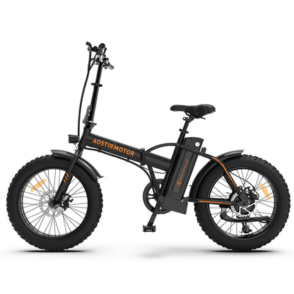 500W Foldable AOSTIRMOTOR A20 E-Bike, 36V Battery, 20" Fat Tires, Shimano 7-Speed