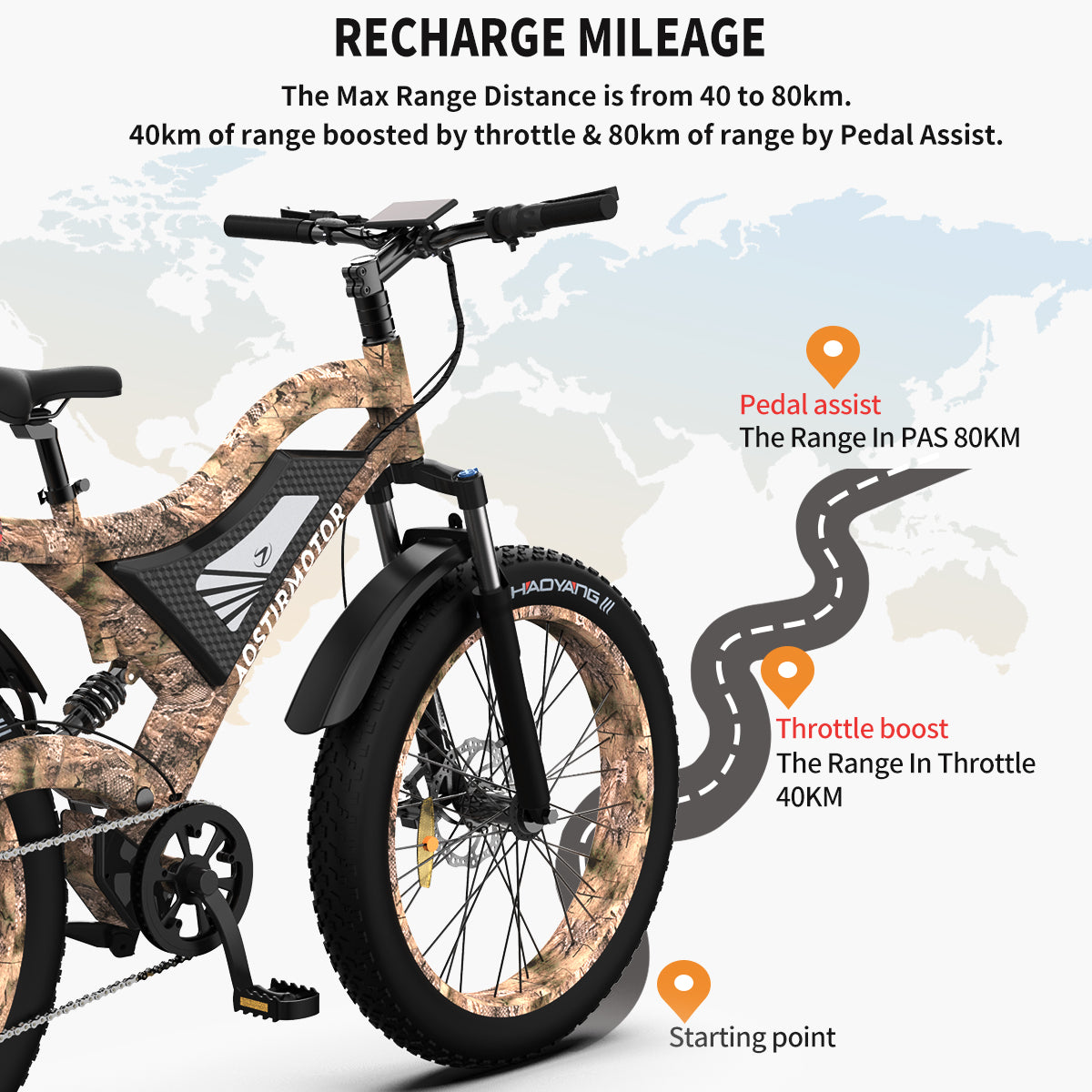 1500W AOSTIRMOTOR S18 Electric Bike, 48V Battery, 26" Fat Tires, Shimano 7-Speed