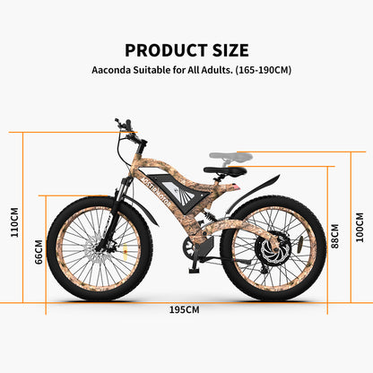 1500W AOSTIRMOTOR S18 Electric Bike, 48V Battery, 26" Fat Tires, Shimano 7-Speed