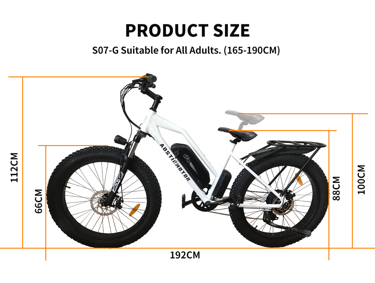 750W AOSTIRMOTOR S07-G Electric Bike, 48V Battery, 26" Fat Tires, Shimano 7-Speed