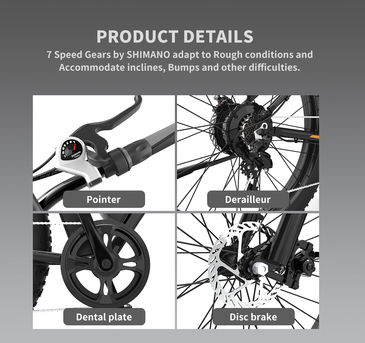 500W Electric Fat Tire Bike for Off-Road, 26" Anti-Skid Tires, 36V Battery