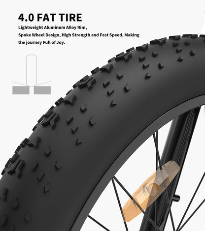 500W Electric Fat Tire Bike for Off-Road, 26" Anti-Skid Tires, 36V Battery