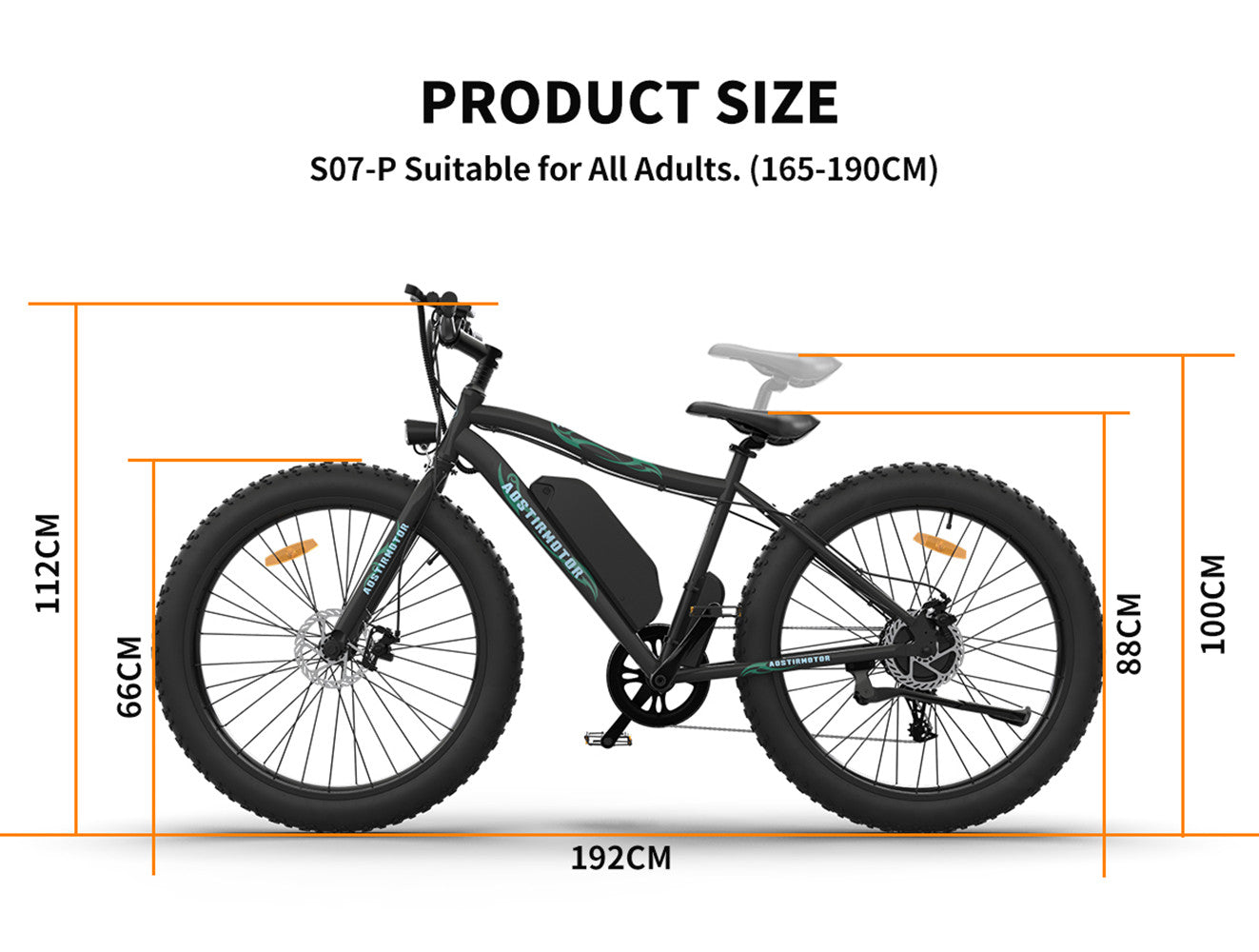 500W Electric Fat Tire Bike for Off-Road, 26" Anti-Skid Tires, 36V Battery