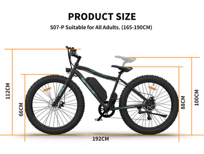 500W Electric Fat Tire Bike for Off-Road, 26" Anti-Skid Tires, 36V Battery