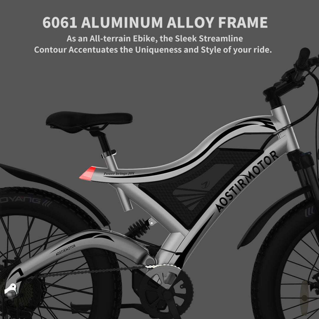 750W AOSTIRMOTOR S18 Electric Bike, 48V Battery, 26" Tires, Shimano 7-Speed