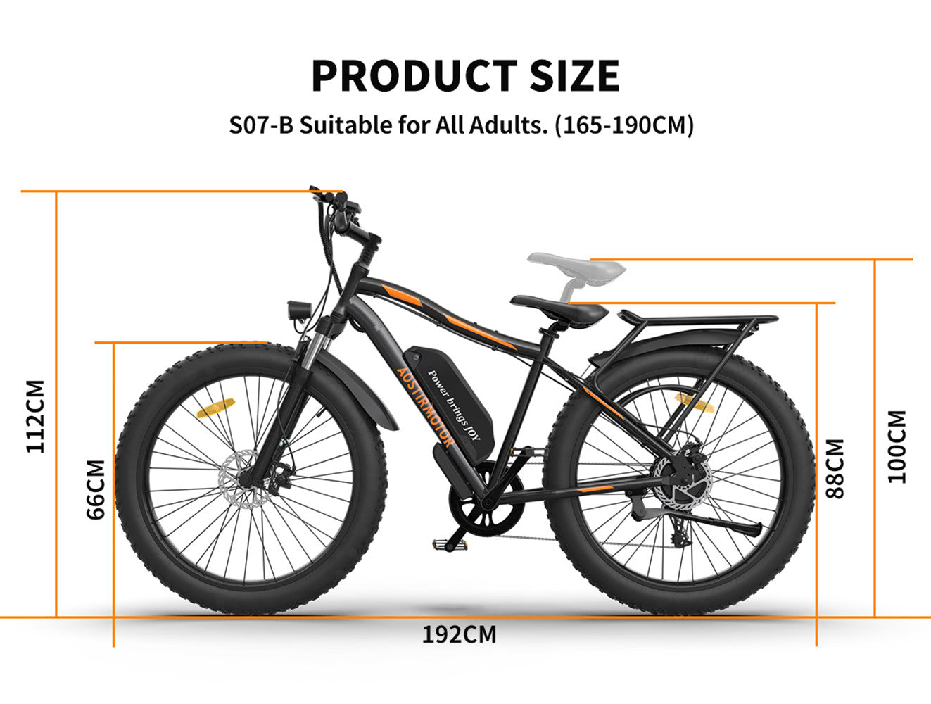 750W AOSTIRMOTOR S07-B Electric Bike, 48V Battery, 26" Fat Tires, Shimano 7-Speed