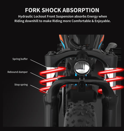 500W Electric Fat Tire Bike, 48V Battery, 20x4 Tires, SW-LCD Display