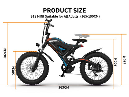 500W Electric Fat Tire Bike, 48V Battery, 20x4 Tires, SW-LCD Display