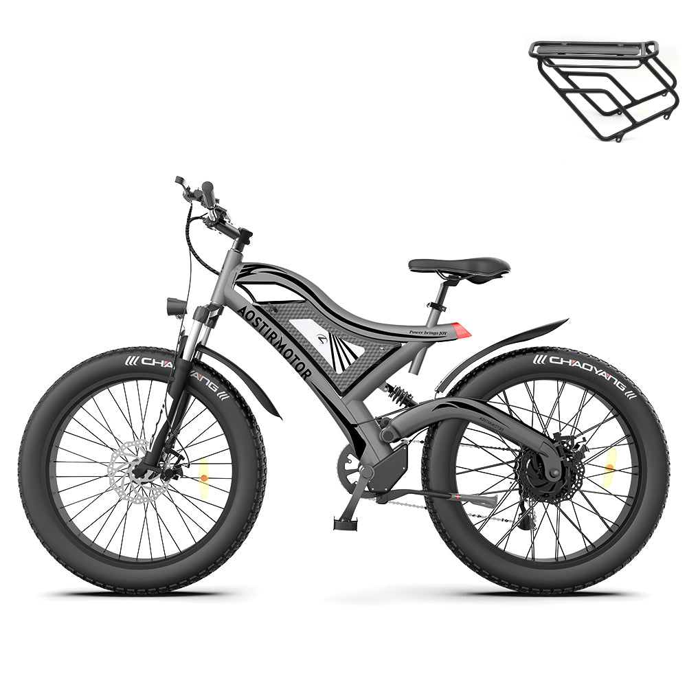 750W AOSTIRMOTOR S18 Electric Bike, 48V Battery, 26" Tires, Shimano 7-Speed