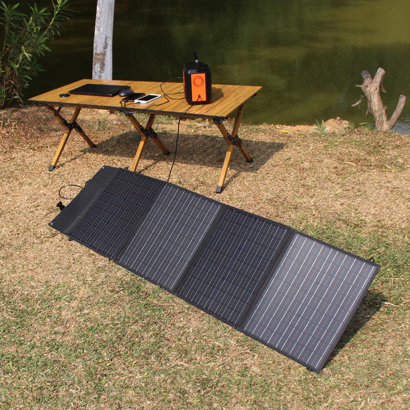 Outdoor Charging of Portable Power Station with Folding Solar Panels
