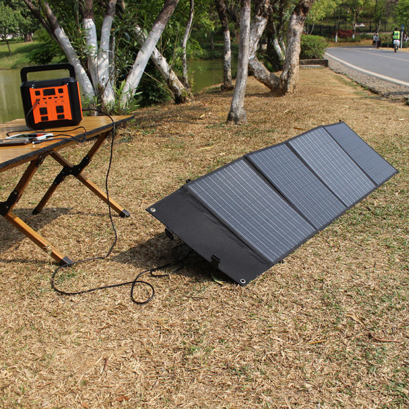 Outdoor Charging with Folding Solar Panels for Portable Power Stations, Charging Mobile Phones, Tablets, and More