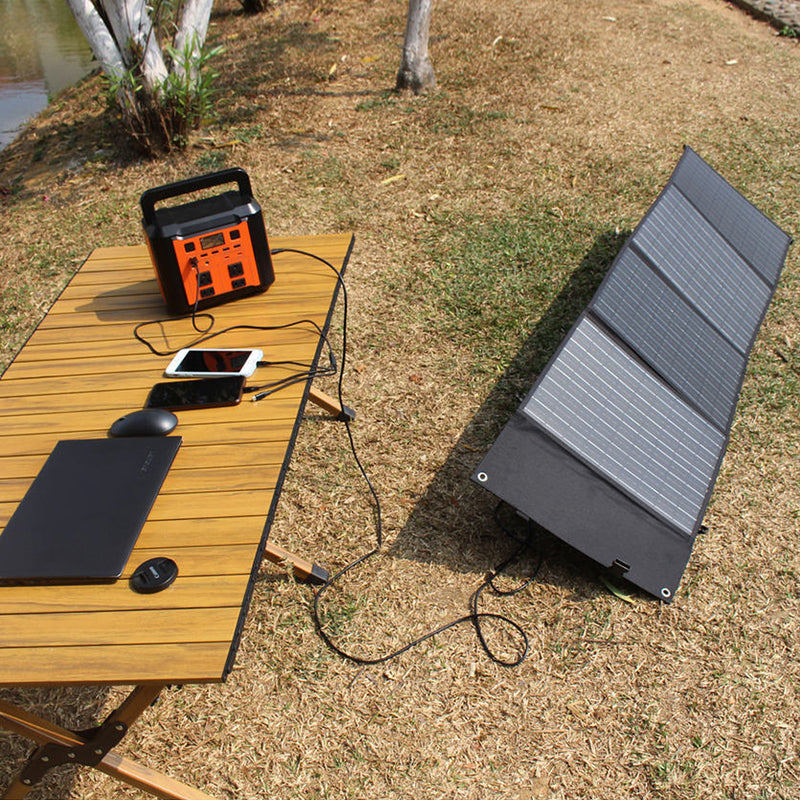 Charging with Folding Solar Panels in Outdoor Setting