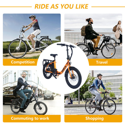 500W Foldable Electric Bike, 48V Battery, 20" WANDA Tires, Microshift 7-Speed