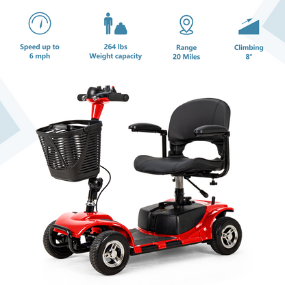 GlidePro 300 4-Wheel Mobility Scooter for Seniors and Adults - 300 lbs Capacity, 3.7 mph, 12.4 Mile Range