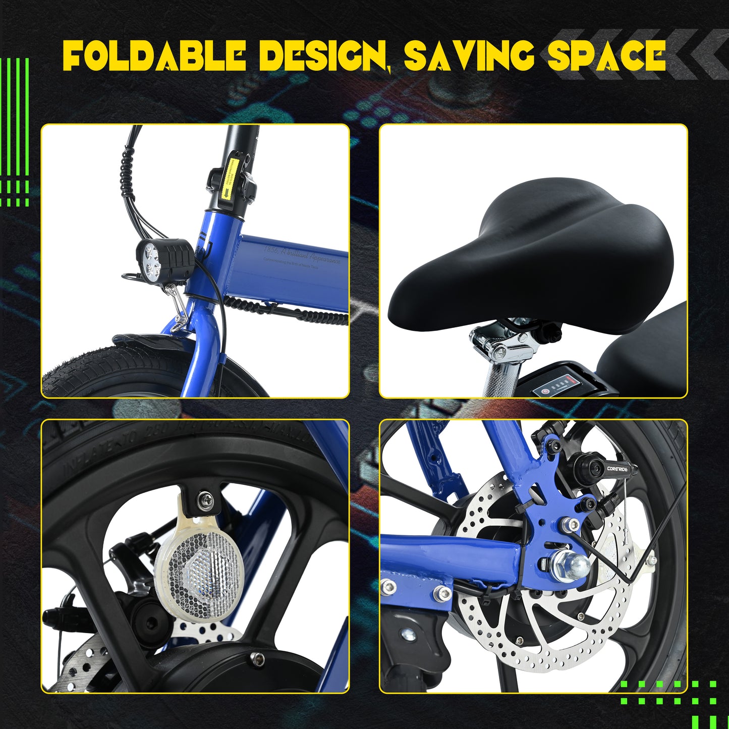 500W Foldable Electric Bike for Adults & Teens, 42V Battery, 20 Mile Range, 15.5MPH