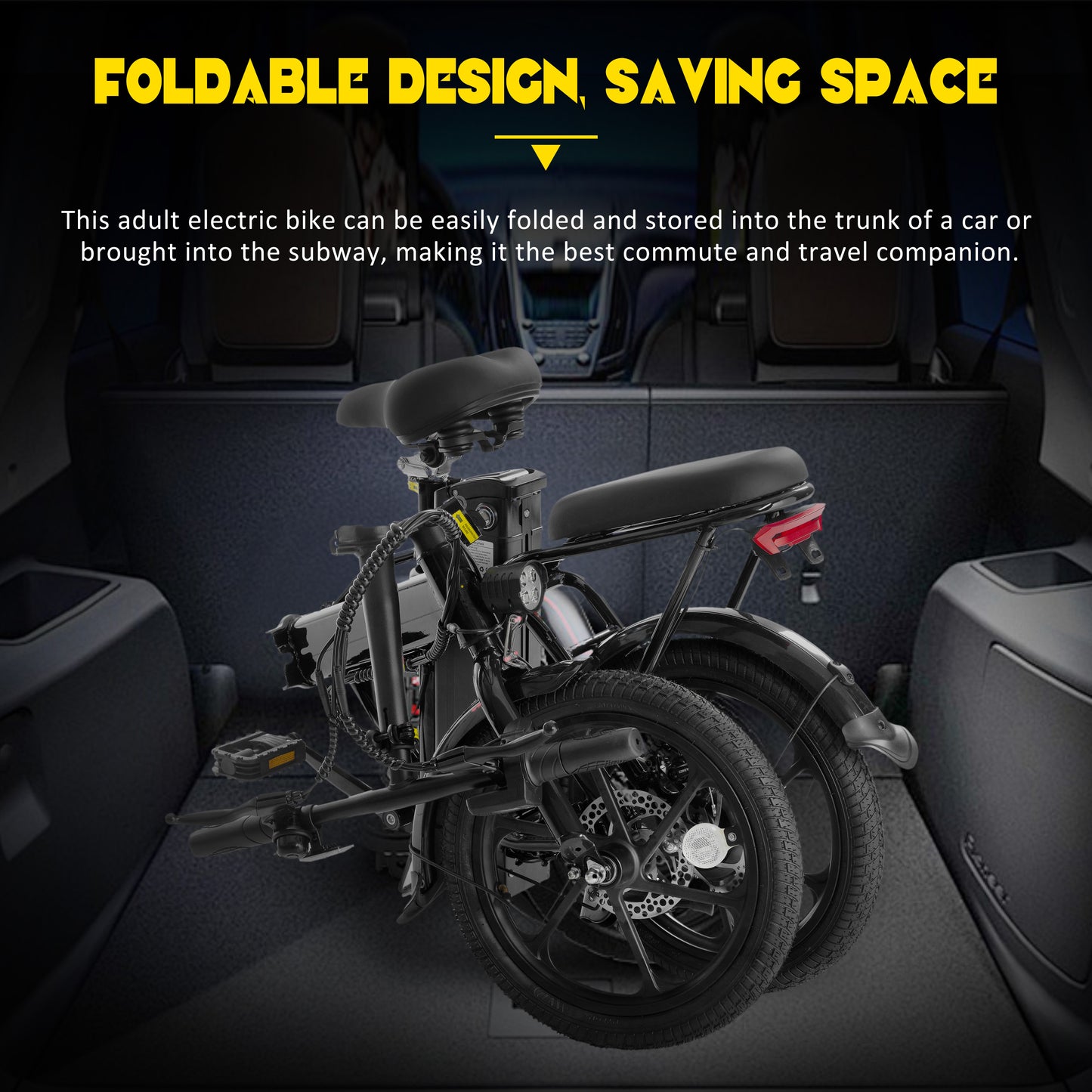 Foldable 500W Electric Bike for Adults & Teens, 42V Battery, 20 Mile Range