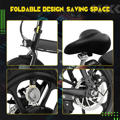 Foldable 500W Electric Bike for Adults & Teens, 42V Battery, 20 Mile Range