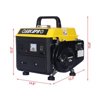 Portable Generator, 900 Watts Gas Powered Generator for Backup Home Use & Outdoors Camping Low Noise Ultra Lightweight EPA III and CARB Compliant (Black ＆ Yellow)