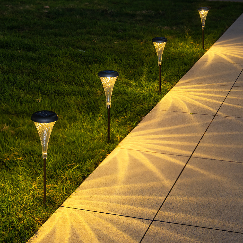مصباح أرضي مزخرف بالطاقة الشمسية على شكل قرن فيلا حديقة الحديقة مقاوم للماء مصباح حديقة الفناء 2 قطعة