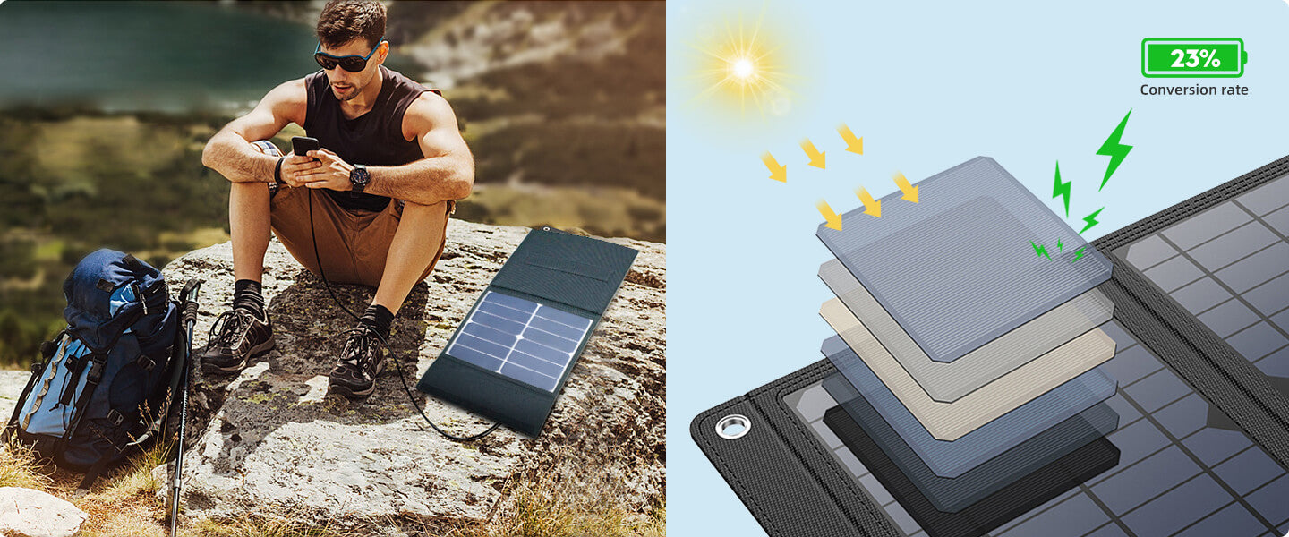 Using solar energy to charge mobile phones on large rocks
