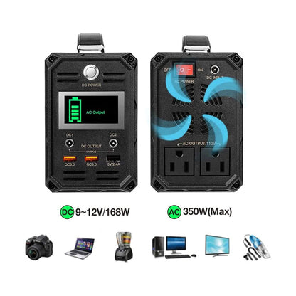 300W Solar Generator, 60000mAh Portable Power Station Camping Potable Generator, CPAP Battery Recharged by Solar Panel/Wall Outlet/Car, 110V AC Out/DC 12V /QC USB Ports for CPAP Camp Travel 110V AC Out/DC 12V /QC USB Ports for CPAP Camp Travel
