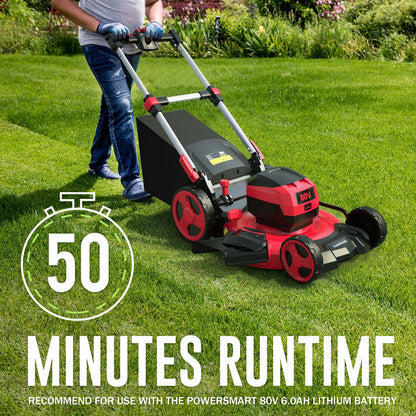 PowerSmart 80V 21-inch Self-Propelled Cordless Lawn Mower with 6.0Ah Battery and Charger