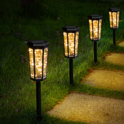 Solar Hexagonal Light Hollow pattern lamp, Leaf pattern lamp, Clear lamp for hanging and insertion Lawn lamp