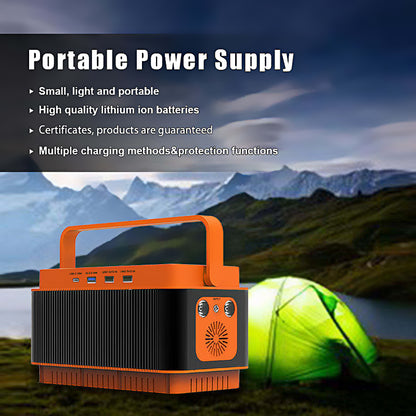 Orange Outdoor Portable Charging Station with 220WH Large Capacity Battery - 60000mAh Energy Storage Power Supply