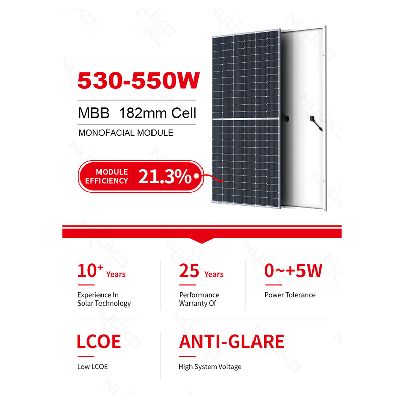 Hocheffizientes und hochwertiges, vollständig schwarz speicherndes 550-W-Solarmodul
