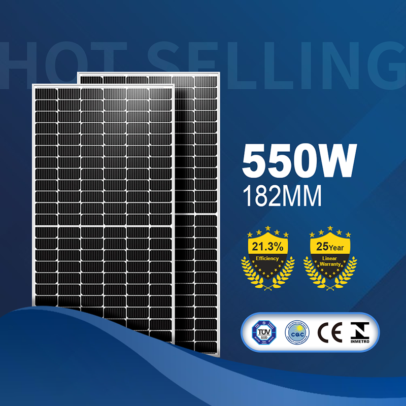 Panneau solaire de stockage entièrement noir de 550 W à haute efficacité et de haute qualité